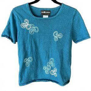 VINTAGE Y2K Turquoise Teal Fairy Women's Knit Top Petite Extra Small 90s